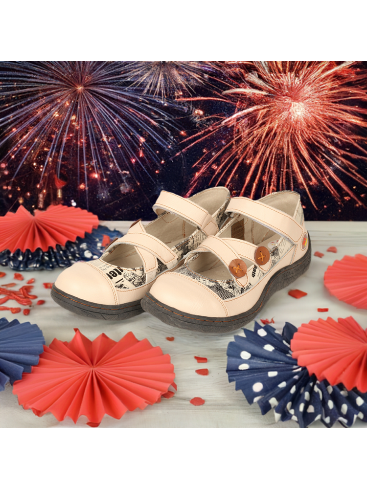 TMA EYES Leather Flat Shoes  Women's Button Criss-Cross Strap Casual