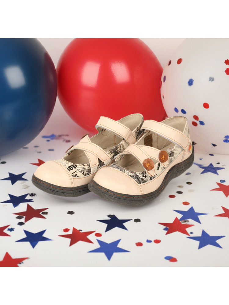 TMA EYES Leather Flat Shoes  Women's Button Criss-Cross Strap Casual