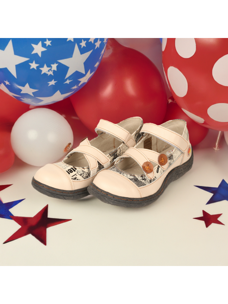 TMA EYES Leather Flat Shoes  Women's Button Criss-Cross Strap Casual