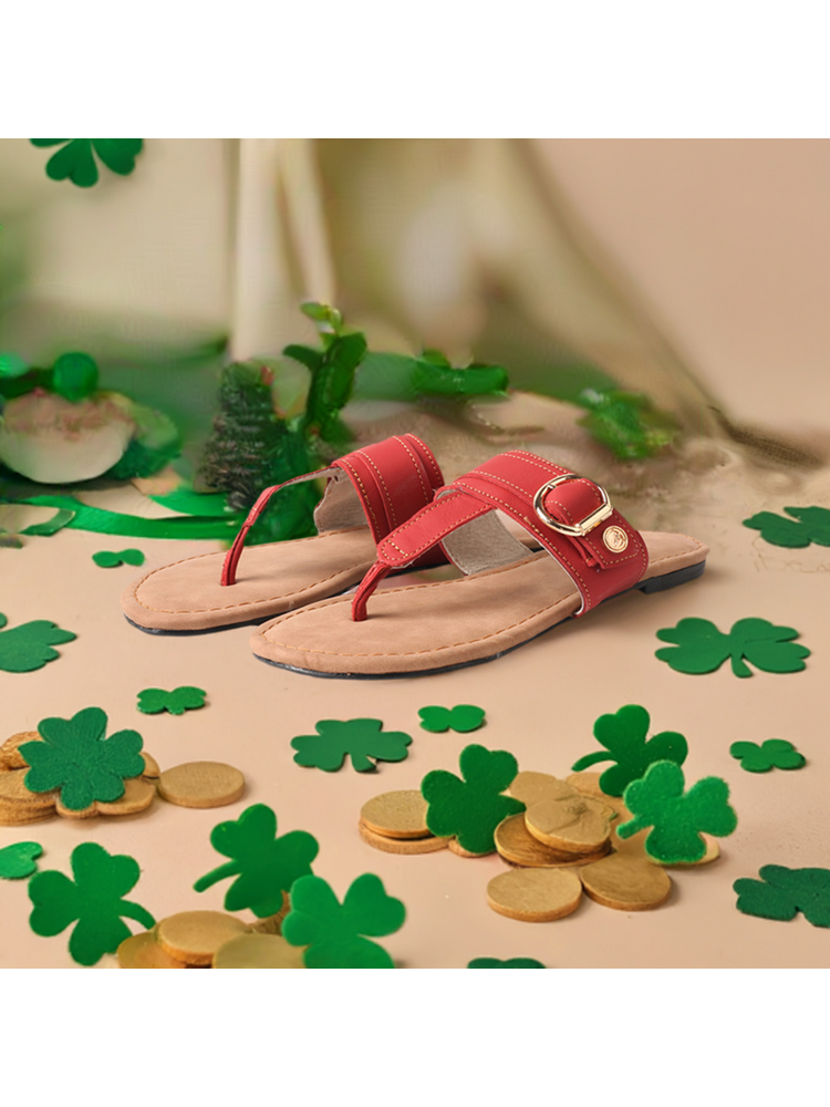 TMA EYES Genuine Leather Slip-On Sandals  V-Toe Comfort Flats Women's