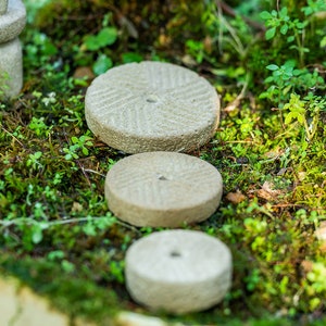 3pcs Natural Stone Zen Millstone Figurine Japanese Fairy Garden Bonsai Decor