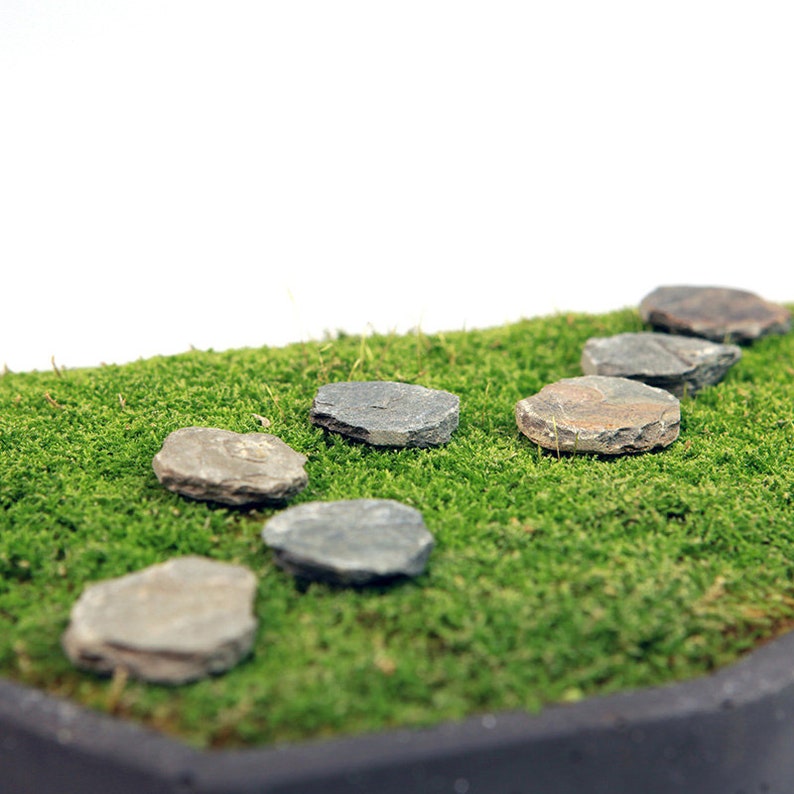 10pcs Natural Miniature Stepping Stones for Fairy Garden Terrarium DIY Path Decor