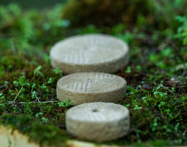 3pcs Natural Stone Zen Millstone Figurine Japanese Fairy Garden Bonsai Decor