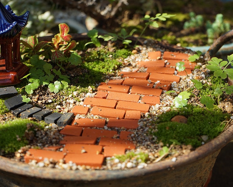 10pcs 1:12 Miniature Bricks Tiny Red Grey Brick for Dollhouse Fairy Garden DIY