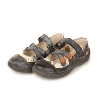 TMA EYES Women's Flat Shoes - Button Criss Cross Strap Leather
