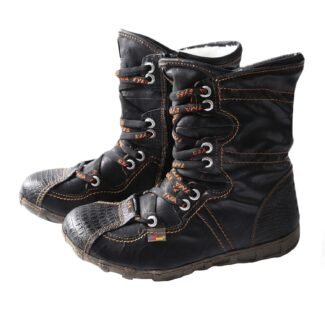 TMA EYES Women's Short Flat Boot - Snake-Embossed Leather/PU, Faux Fur Lining